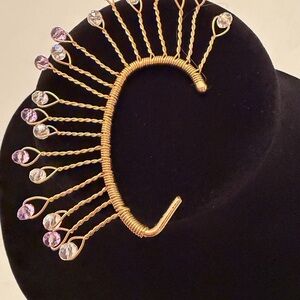 Gold and Purple Wire Wrapped Ear Cuff